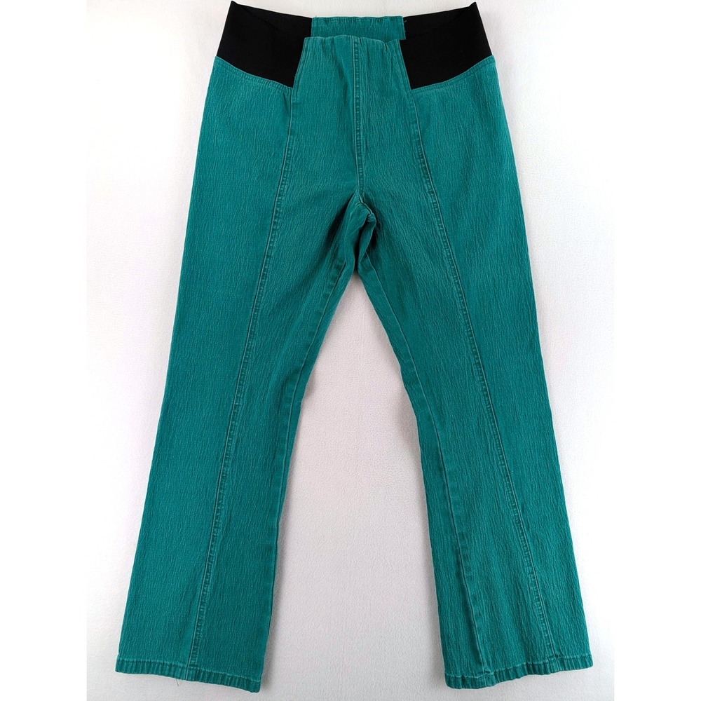 DG2 by Diane Gilman Women Large Teal Green Textured Elastic Waist Pants